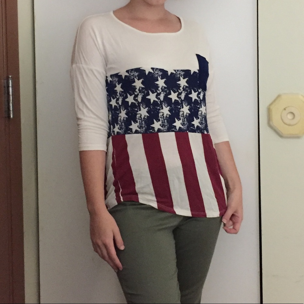 American Flag graphic long sleeve tee